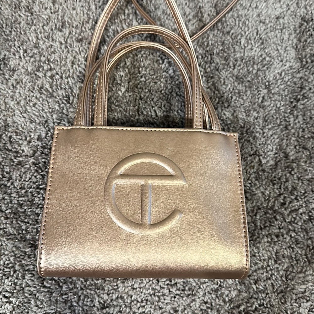 Small copper Telfar shopping bag